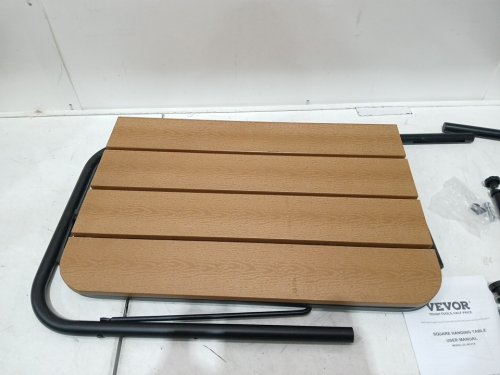 vevor adjustable folding hanging balcony railing space-saving table - 25" x 24" - brown/black (model: dl-bc01a) image 4