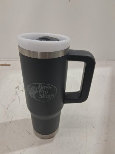 Bass Pro Shops Mug with Slider Lid and Straw - 30oz- GREY/WHITE image 2