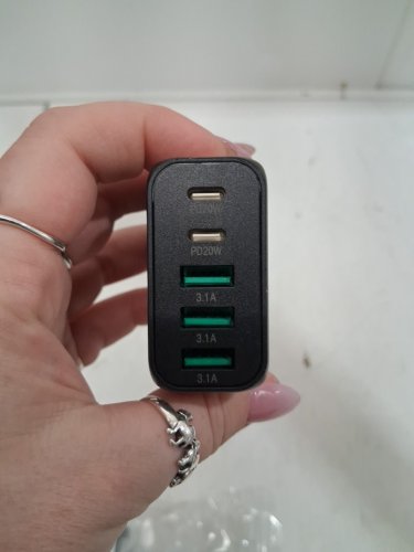 2PK MULTI-PORT FAST CHARGING WALL BLOCK - 50W - BLACK (MODEL: hnt-pd511) image 2