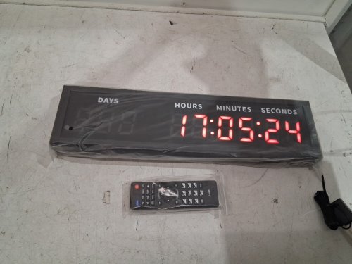 Digital LED wall Clock/ countdown/ timer with Remote Control - 19" x 5" - black/red image 2