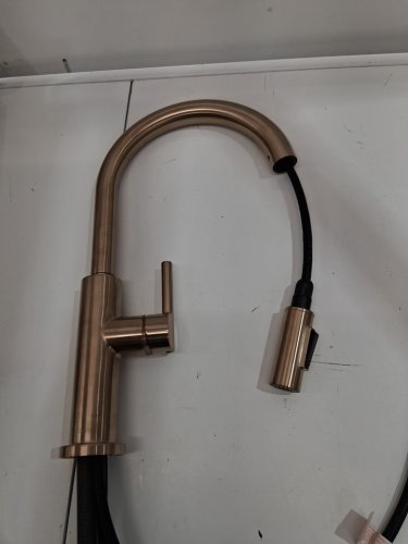Delta Nicoli U-Spout Kitchen Faucet with Pull Down Sprayer - Champagne bronze (model: 19867LF-CZ) image 3