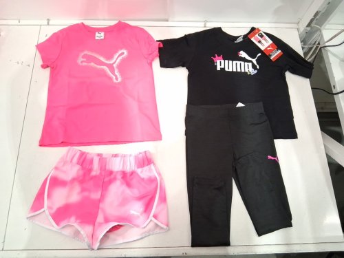 4 PUMA girl's clothes - 2 SHIRTS, 1 SHORTS, 1 LONG PANTS - SMALL (6) - BLACK/PINK image 2