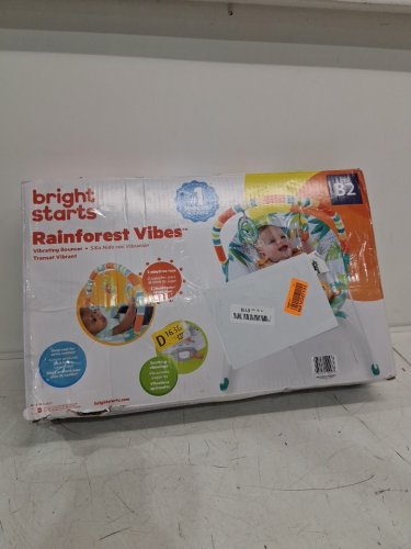 BRIGHT STARTS PORTABLE 3-POINT HARNESS VIBRATING BOUNCER WITH TOY-BAR - RAINFOREST VIBES (MODEL: 12227) image 2