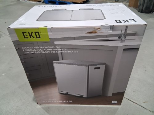 EKO ECOCASA PLUS DUAL COMPARTMENT STEP TRASH CAN WITH REMOVABLE LINERS - 42L PER SIDE (84L TOTAL) - GREY/BLACK (MODEL: 1925451) image 7