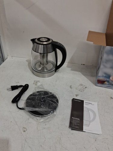 CHEFMAN DUAL-GLASS COOL-TOUCH DIGITAL KETTLE WITH ADJUSTABLE TEMPERATURE AND REMOVABLE TEA INFUSER - 1.7L CAP - STAINLESS STEEL/BLACK (MODEL: RJ11-17-CTI-DG-CA-CO/1992747) image 3