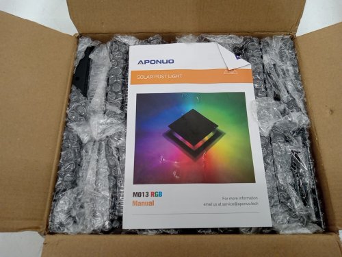 12pk APONUO Solar Post Cap rgb Light, IP65 Waterproof - 600mah, 5.71" x 5.71" x 2.24" - black - (model:m013ab) image 4