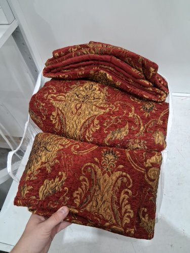 3PC Loom and Mill Luxury Classic Damask Quilted Bedspread with 2 Shams Quilt Set - King - Red/Gold - (Model: LM-HFB-FlorenceRD-King) image 2