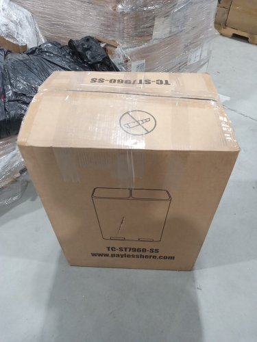 FDW rectangular step Trash Can with Inner Buckets and Hinged Lids - 60L (2x30L) - Stainless Steel (model: ly-60) image 2