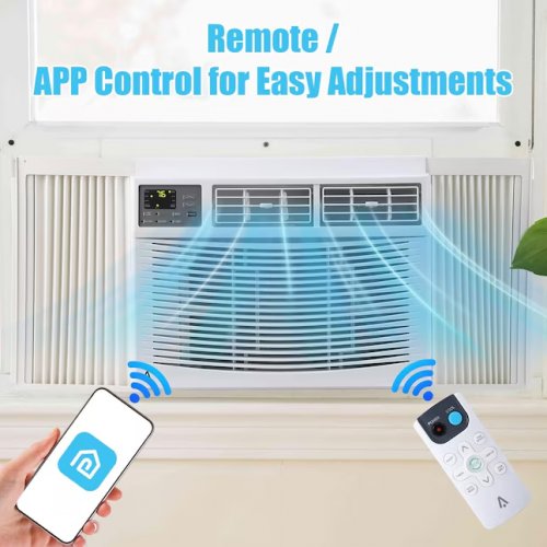 Garvee smart window air conditioner with WIFI enabled voice control, 24H timer, dehumidifying modes cools 550 sq.ft & 12,000BTU - 15.9" x 12.5" x 15.2" - white (model: twc-12crd1) image 3