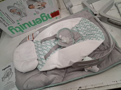 Ingenuity 3-in-1 Keep Cozy Grow with Me Vibrating Baby Bouncer, rocker & chair - 40lbs capacity - weaver theme grey/white/green (model: ‎12428) image 4