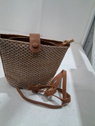 WOMEN'S ADDFST ADJUSTABLE STRAW CROSSBODY BAG - 7.09"X 3.54" X 7.08" - BROWN/WHITE (MODEL: 5BZR8OQZZWPH) image 2