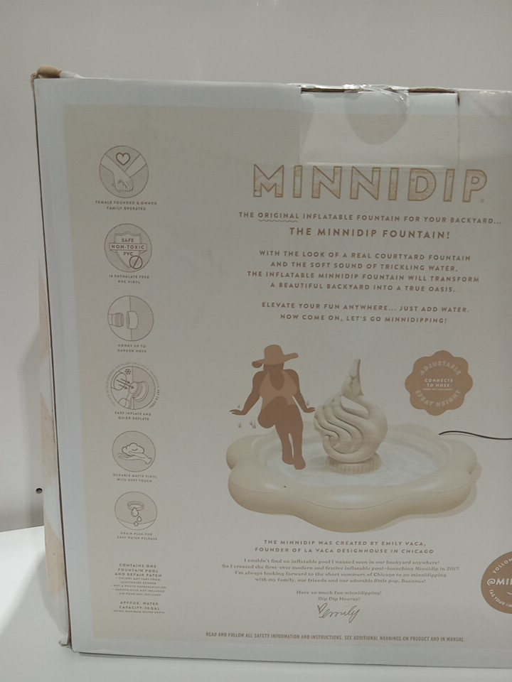 Minnidip The Signature Coastal Travertine Swan Luxe Inflatable Fountain Sprinkler - 5.5FT x 30" - Off-White image 4