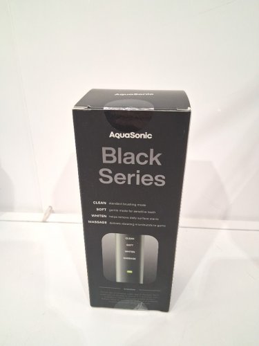 aquasonic black series ultra whitening sonic electric rechargeable toothbrush - includes 8 brush heads and travel case, wireless charger - 4 modes with smart timer - black (model: SCTB) image 2