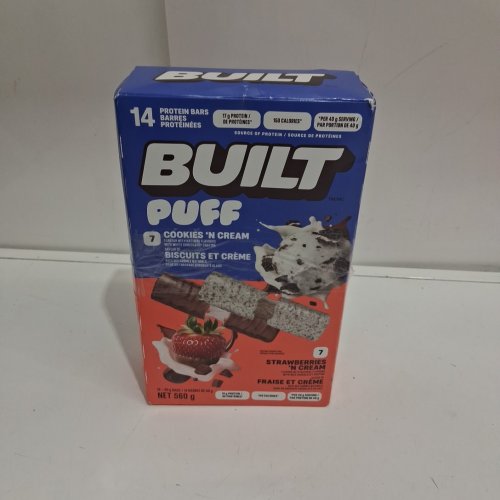 14pk built puff gluten free protein bars - 17g of protein each - COOKIES 'N CREAM/PEANUT BUTTER CUP image 2