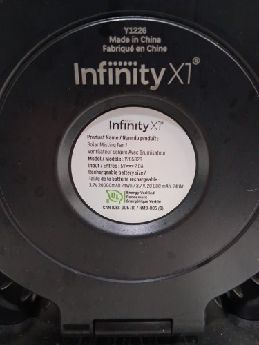 INFINITY X1 SOLAR MISTING FAN- 500LUMens (MODEL: 1985328) image 4