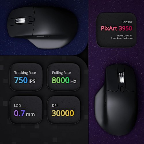 Keychron Bluetooth Silent Wireless Gaming Mouse - 8000 Hz - 30K DPI/750 IPS - black(model: M6S-A23) image 2