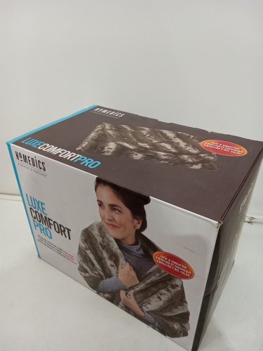 HoMedics Luxe Comfort Pro Massaging Heated Vibration Shawl - OSFM -Grey / White (Model: HCM-WRP455H) image 2