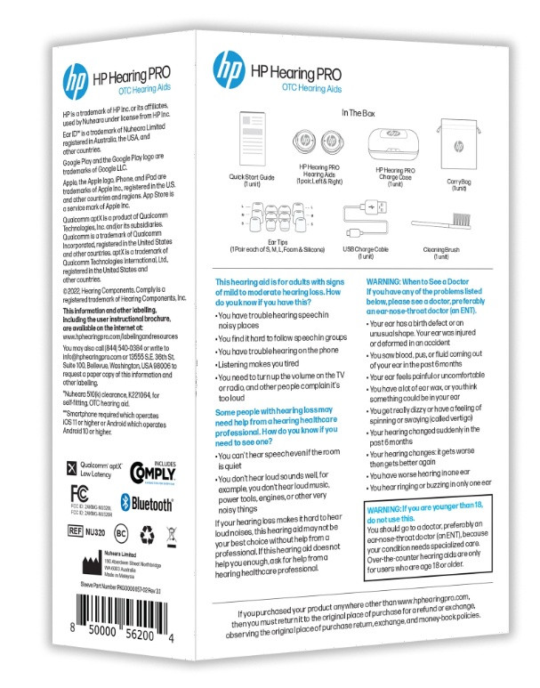 HP Hearing Pro self-fitting OTC Bluetooth Hearing Aids with active noise cancellation- apple & google compatible - powered by Nuheara - black (model: NU320) image 2