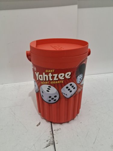 HASBRO - GIANT YAHTZEE GAME WITH EXTRA-LARGE FOAM DICE AND A CONVENIENT PLASTIC BUCKET FOR STORAGE - AGES 8+ - RED (MODEL: 1872245) image 2
