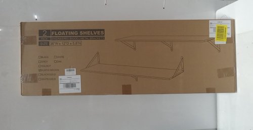 2pk Venusmiles Floating Wall Shelves with Metal Brackets - 36" x 12" - RUSTIC BROWN image 3