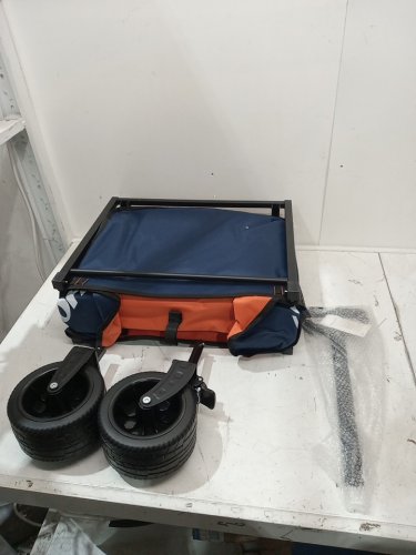 EchoSmile Heavy Duty Collapsible All-Terrain WAGON with Wide Wheels - 400LBS Capacity - NAVY BLUE/ORANGE (MODEL: GCC088BOL) image 3