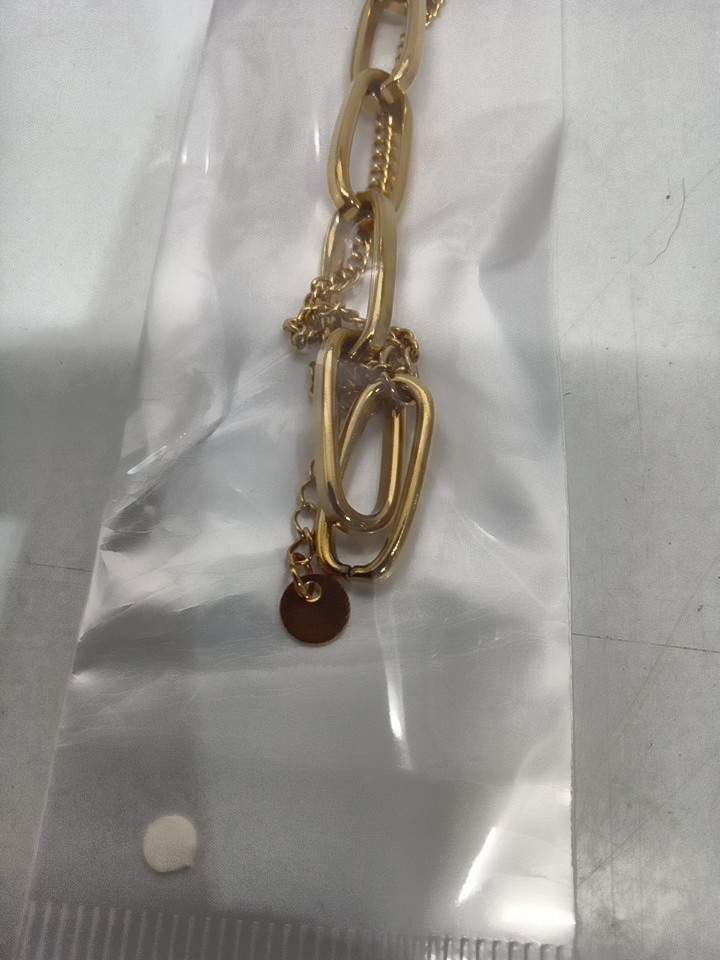 WOMENS JCO DOUBLE layered paperclip chain bracelet - stainless steel gold image 3