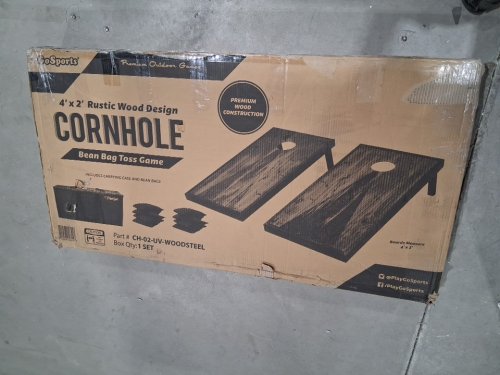 GoSports Cornhole Bean Bag Toss Game Set with 8 bean bags - blue/red/rustic wood (model: ‎CH-02-UV-woodSTEEL) image 2