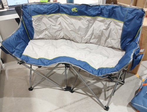 folding padded loveseat with cupholders and carry bag - 500lbs cap - blue image 3