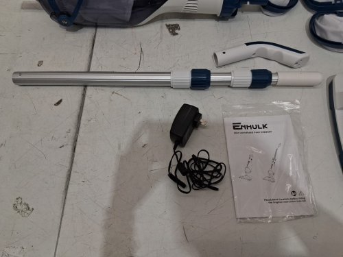 ENHULK HANDHELD CORDLESS POOL VACUUM WITH 13.4" WIDE HEAD - 18.5 GPM SUCTION - WHITE/BLUE (MODEL: PC15) image 6