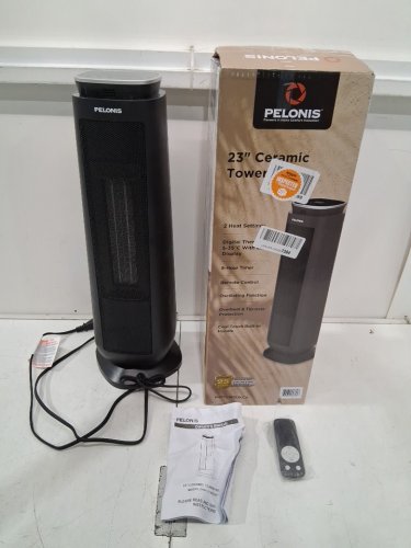 pelonis 23" Indoor standing Digital Ceramic tower Heater with 2-heat settings & remote control - 1500w - black (model: phf151rsukca) image 2