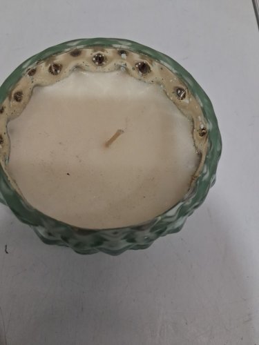 ALAURA CANDLES DECORATIVE GLASS CANDLE - 4.5" - GREEN/peach peony image 3