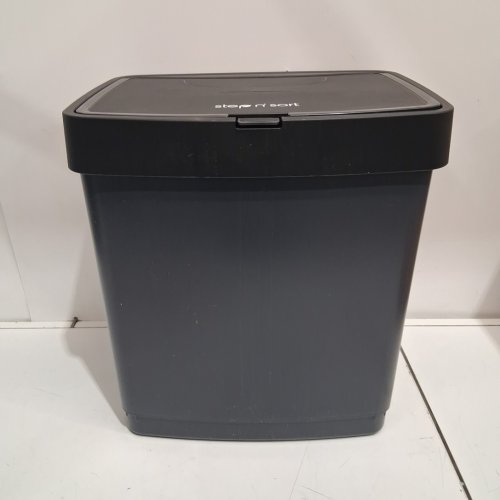 SP Berner Step n' Sort Trash and Recycling Tower with 3 compartments - 70L - Black/Dark Grey (Model: SNS70LT) image 3