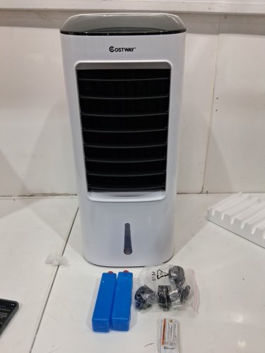 COSTWAY 3-SPEED PORTABLE EVAPORATIVE COOLING FAN WITH REMOTE AND ICE PACKS - 29" - WHITE (MODEL: EP23995/FL-1801R)) image 4