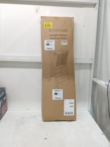 Cosyland Foldable Toddler Kitchen Stool Standing Tower with Safety Net - 17.13" x 35.4" - Black/Natural (model: CS000124-6-CA) image 3