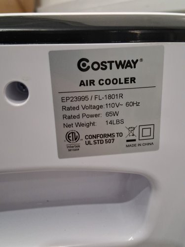 COSTWAY 3-SPEED PORTABLE EVAPORATIVE COOLING FAN WITH REMOTE AND ICE PACKS - 29" - WHITE (MODEL: EP23995/FL-1801R)) image 7