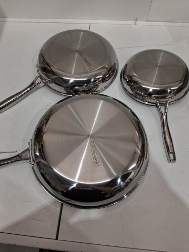 3pc Tramontina Tri-Ply Clad Ceramic Non-stick induction Skillet Set - 8.5" / 10.5" / 12.5" - Stainless Steel (model: 1945362) image 4