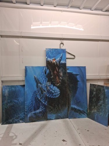5pc Ocean Dragon Poster Fantasy Wall Canvas - 39.5" x 11.7" / 29.5" x 11.7" - blue /multicolor image 3