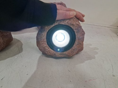 4PK Timeflies Outdoor Faux Solar Rock Lights/Spotlight for Yard with Adjustable Light Direction & Auto On/Off - IP65 Waterproof - brown (MODEL: LT-151S4) image 5