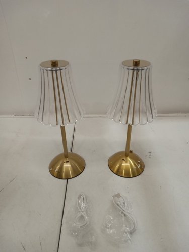 2PK LED Cordless Table Lamp, 3 Color Stepless Dimming - 11.8" - GOLD/CLEAR image 2