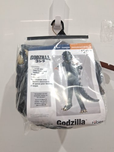 2PC GODZILLA JUMPSUIT AND MASK SET - MEDIUM - BLACK/GREY (STYLE: 1000041) image 2