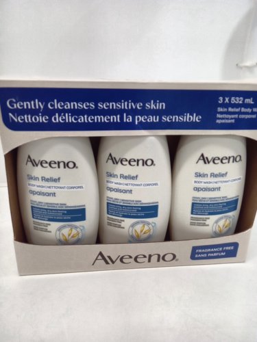 3PK aveeno skin relief body wash sensitive skin- 532ml /EACH - fragrance free image 2