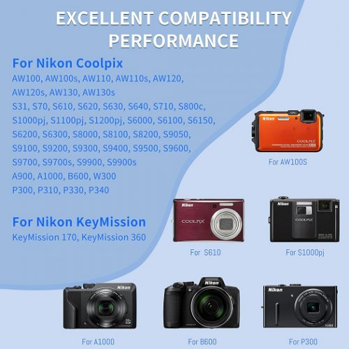 3pc Battery and LCD USB Charger Replacement for various Nikon models - (model:en-el12) image 2