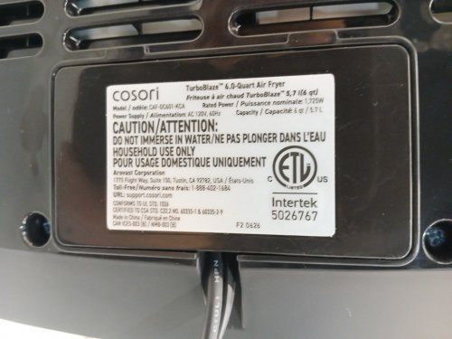 COSORI TURBOBLAZE AIR FRYER - 6QT - BLACK (MODEL: CAF-DC601-KCA) image 6