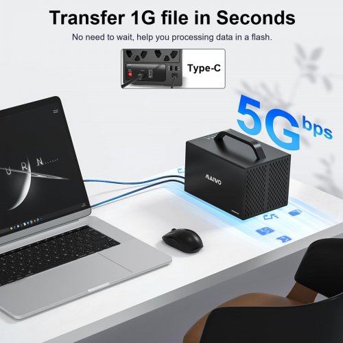 MAIWO 4 Bay RAID Enclosure with 2 fans - for 3.5" SATA HDD - Hard Drive Enclosure with HD-MI Port - Support 96TB Cap - black (model: k35274d) image 2