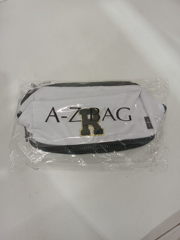 2pc A-Z BAG Travel Toiletry/MAKEUP bag With rfid - bold letter R - white/black image 3
