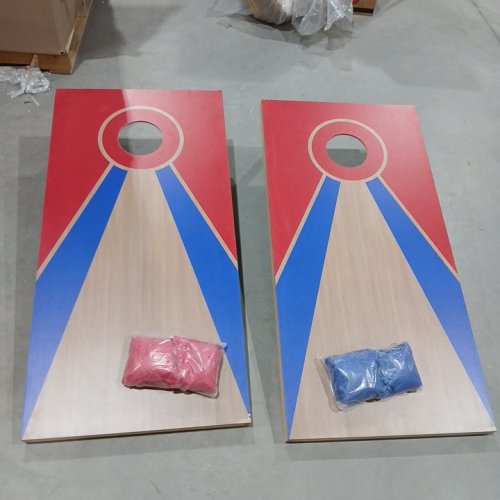 2pk pennpliy solid wooden cornhole board set with 2 corn hole toss boards & 8 bean bags - 2ft x 4ft - red/blue image 5