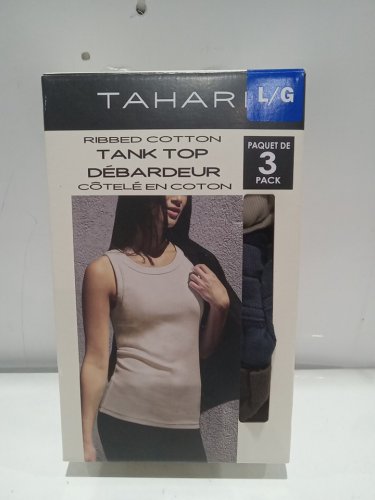 3PK WOMENS TAHARI RIBBED COTTON TANK TOP - large - Navy/beige/brown (STYLE: 2988444) image 2