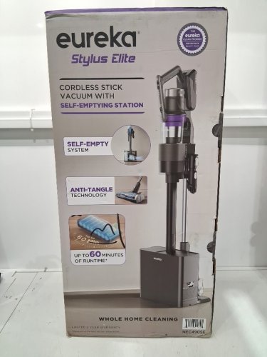 Eureka Cordless Rechargeable 3-IN-1 Stick Vacuum Cleaner WITH CLEANING STATION & ANTI-TANGLE NOZZLE FOR ALL FLOORS - GREY/PURPLE (MODEL: NEC490SE) image 4