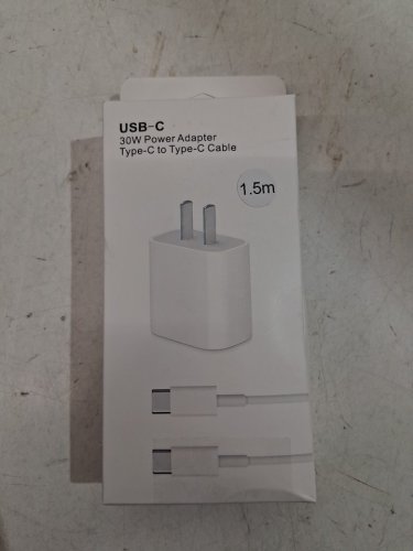 FAST CHARGING USB-C TO USB-C CHARGING CABLE & WALL BLOCK - 5FT 30W- WHITE image 3