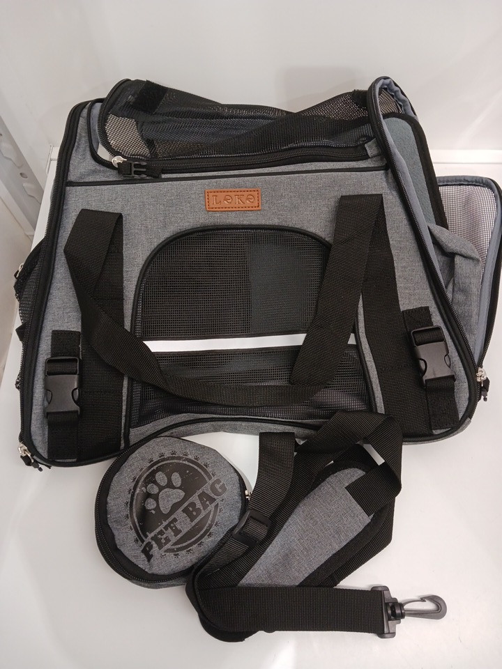 PETS LEKESKY PET CARRIER BACKPACK - 15" X 13" 9.8" - GREY/BROWN image 3